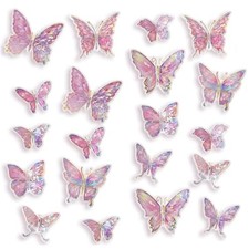 60PCS Butterfly Wall Decor, 3D Butterflies Princess Room Decor, Pink Butterfly