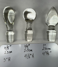 3 clear Solid Glass Decanter Stoppers 4.5 - 5” Used Replacement