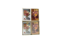 Vintage Congress Playing Cards Double Deck Floral Designs w/Velvet Slip Box B6