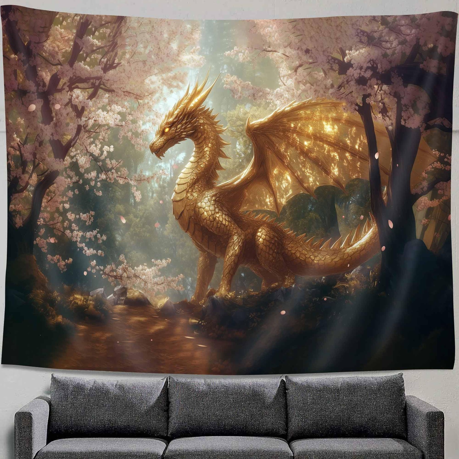 Bcsewcg Trippy Purple Dragon Wall Hanging, Medieval Fantasy Animals Cool Drag...