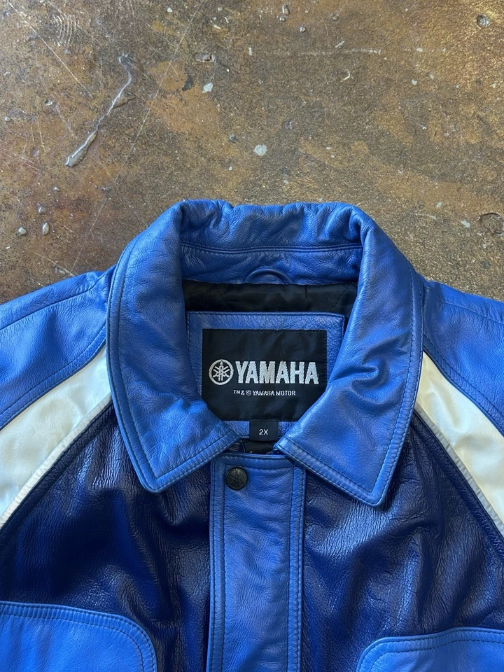 Yamaha Racing Leather Jacket Blue and White Motorcycle Gear Mens XXL - Image 3 of 4