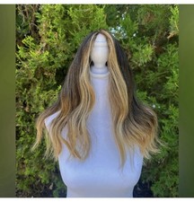 100% Real Human Natural Hair Brown And Blond Ombré Hair Wig And Clip