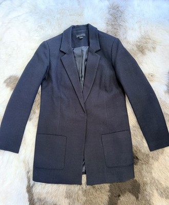 Tribal textured longline blazer snap button jacket black small oversized $120