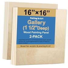 Unfinished Wooden Canvas Panels - 16x16 Gallery - Birch Wood - 2 Pack