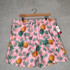 Surf Society Trunks Men XL Pink Pineapple UV Moisture Wick Non-Abrasive Swim NWT