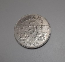 1935 Canada 5 Cents (100% Nickel) Coin - King George V