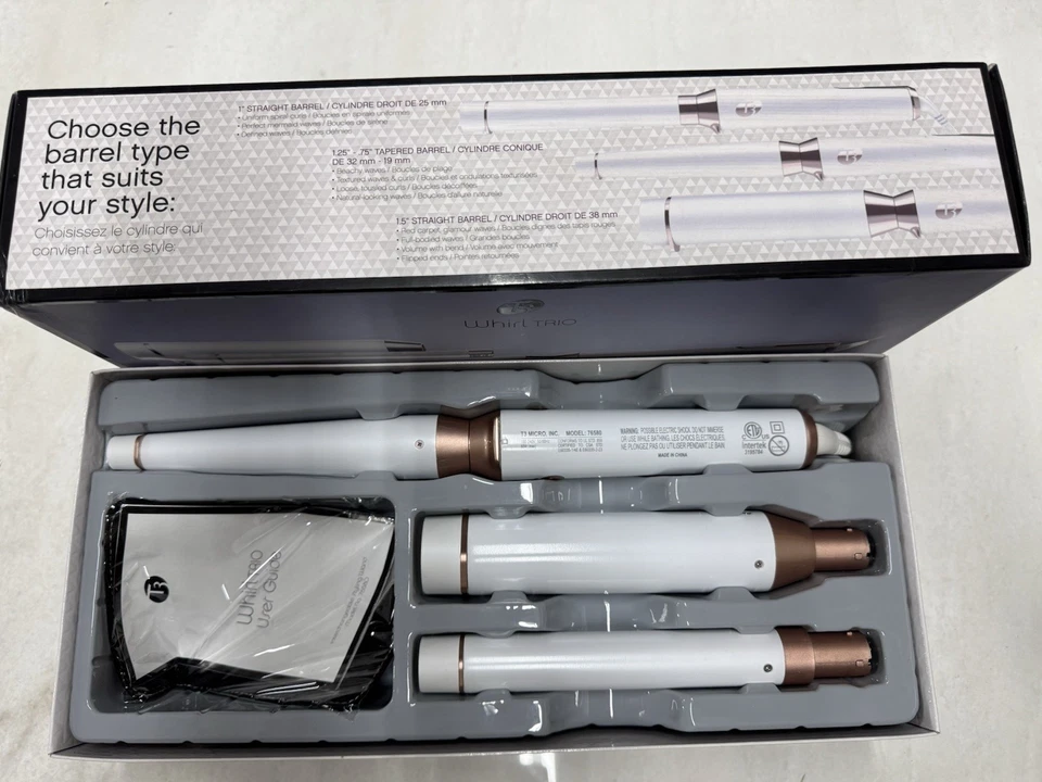T3 Whirl Trio Styling Wand With Three Interchangeable Barrels Model 76580 White - Image 2 of 4