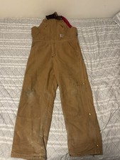 Vintage Carhartt Quilted Lined Canvas Overalls Mens Size 36x32 Brown R04 BRN USA