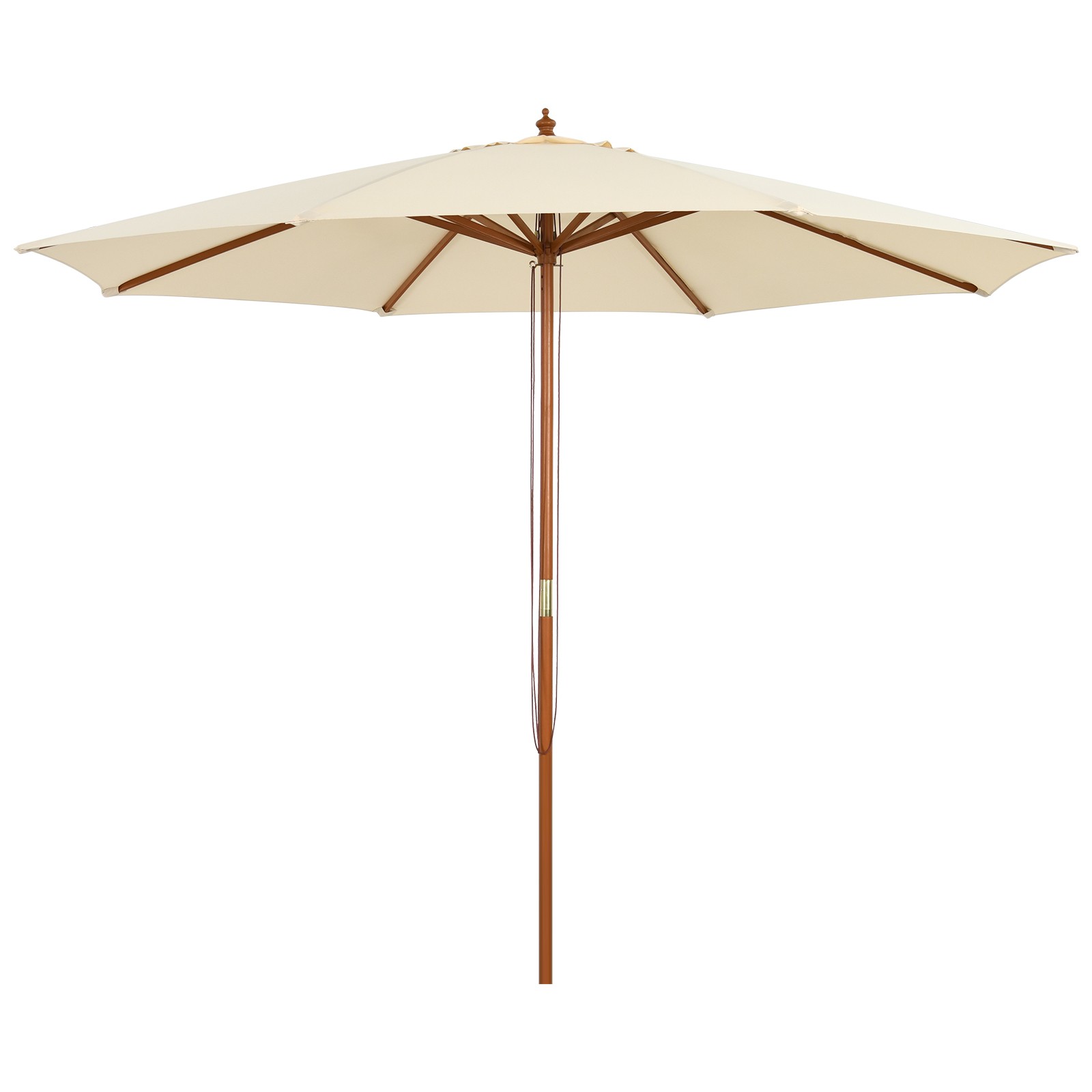 Costway 10 ft Wooden Outdoor Patio Table Umbrella W/Pulley Height Adjustable