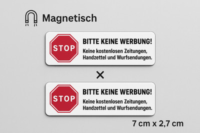 2x Magnetschild  Bitte keine Werbung  STOP | Magnet für Briefkasten | Wetterfest