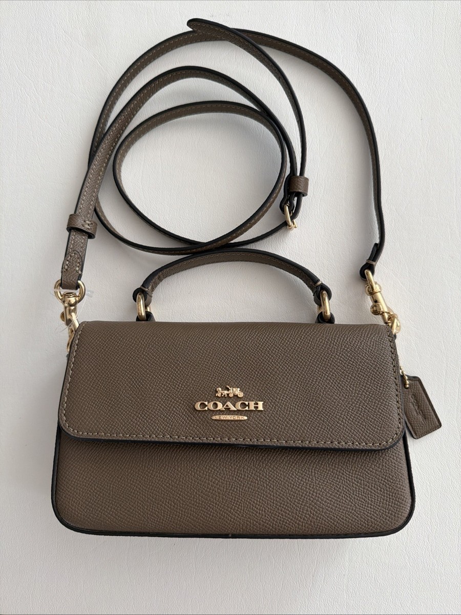 NWT Coach Mini Josie Top Handle Bag In Leather CCK67 DARK STONE