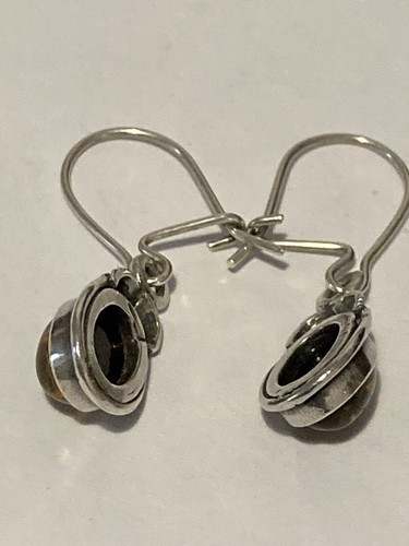 Vintage Sterling Silver Dainty Amber Drop Earrings (2.18g) - Picture 12 of 13