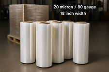 18" 20 Micron 80 Gauge Pallet Wrap Stretch Film   Hand Shrink Wrap, 6 Rolls