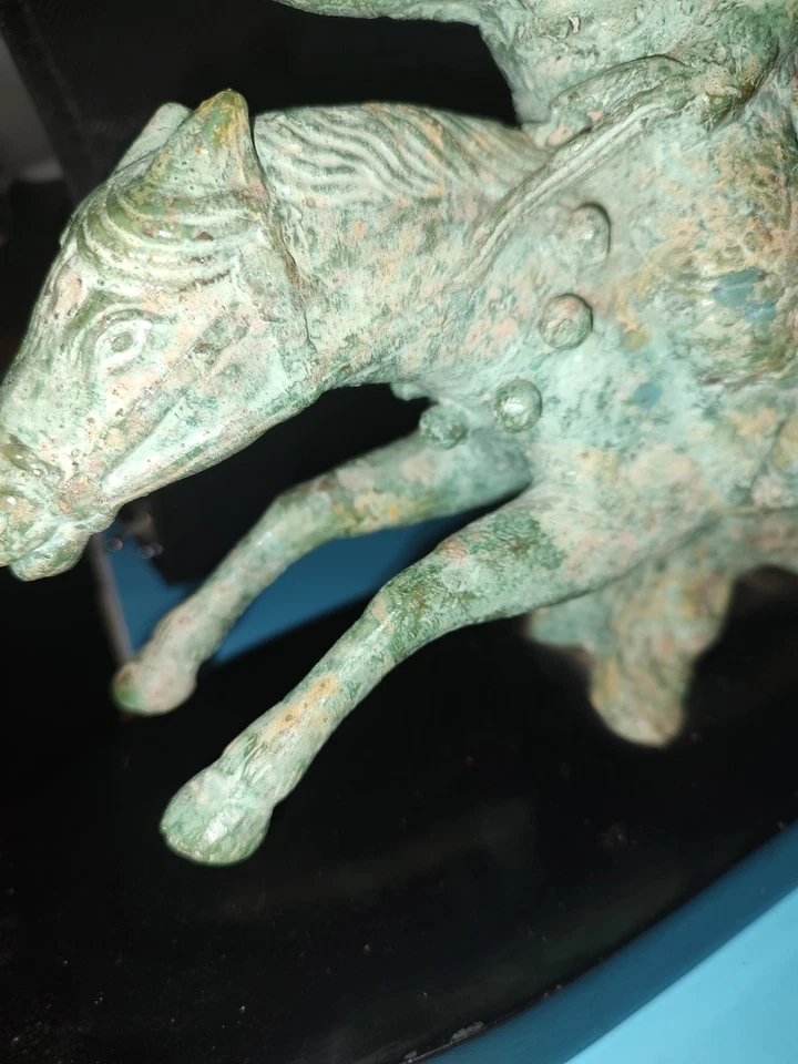 Antigua estatua de bronce de guerrero chino a caballo coleccionable 12x8" Foto 2 de 4