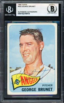 George Brunet Signed 1965 Topps Card 242 California Angels Beckett #18278919