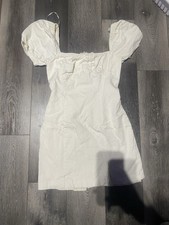 ASTR The Label Ivory Puff Sleeve Square Neck Mini Dress Zip Size S