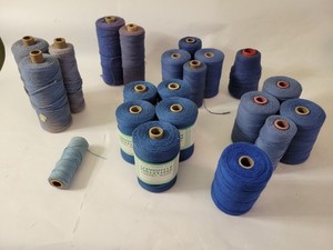 Lg Box Lot: Vintage MAYSVILLE & Misc Carpet Warp-Color: Various  Shades of Blue