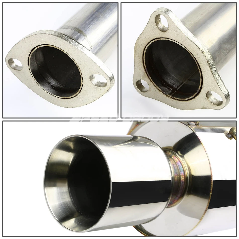 FOR 93-97 HONDA CIVIC DEL SOL EG EH6 4"ROLLED MUFFLER TIP CATBACK EXHAUST SYSTEM — 第 2/4 张图片