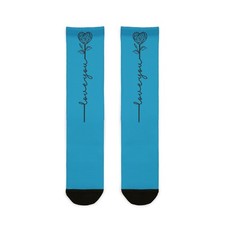 Love You Rose Crew Socks   Sublimated Floral Graphic Socks