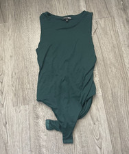 Fashion Nova Women  s Green Solid One-Piece Bodysuit, Size M Regular