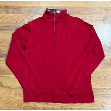 Polo Ralph Lauren Boys XL 18-20 Red 1/4 Zip Pullover Cotton Sweater Pony Logo