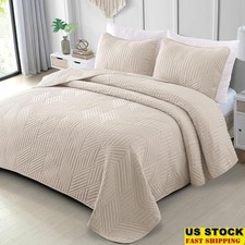 Soft Microfiber Quilt Set All Seasons W/ Pillow Shams Lightweight Bedding New