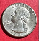 1943 US Washington SILVER Quarter! Philadelphia Mint! Choice AU! Old US Coin!