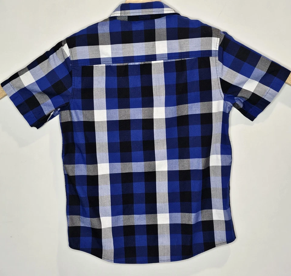 Camisa para niños URBAN PIPELINE azul a cuadros con botones TALLA XL grande manga corta Foto 3 de 4
