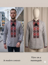 Modern Men's Embroidered Shirt - Ukrainian Vyshyvanka