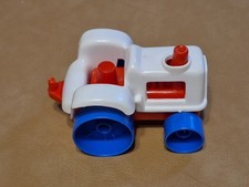 Vintage Toy Tractor Red White Blue Preschool Pretend Play Vehicle