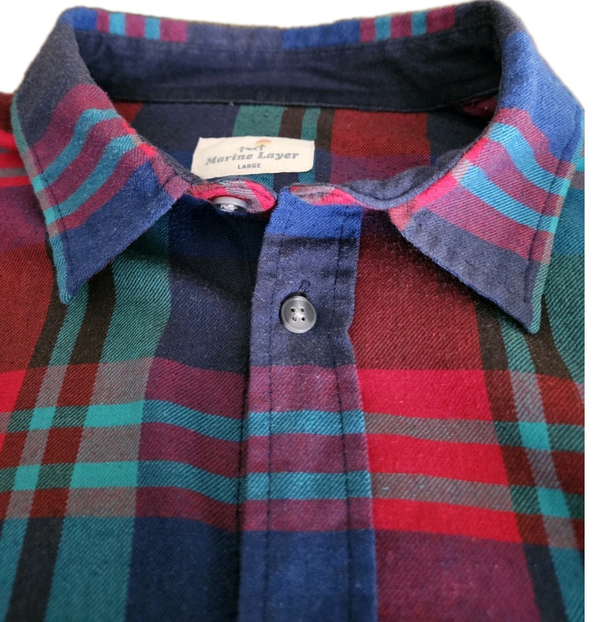 Marine Layer Button Down Multi Plaid Long Sleeve … - image 2
