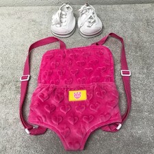 Build A Bear Accessory Lot Pink Hearts Plush Carrier Backpack White Shoes Set