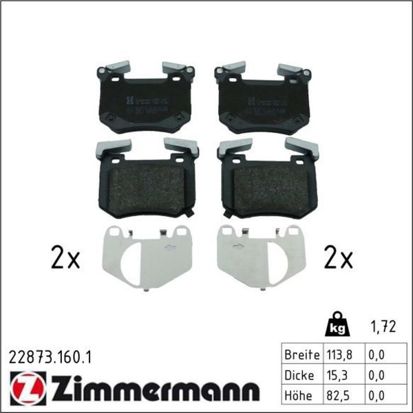 Zimmermann 22873.160.1 Bremsbelagsatz FüR Genesis KIA Stinger G70 CK IK-image