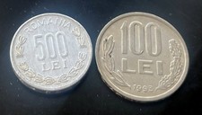 Romania  1993 100 Lei Coin & 1999 500 Lei Coin Circulated Romanian