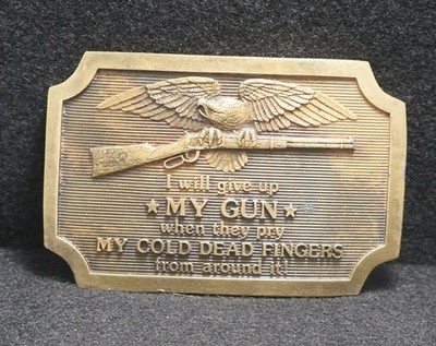WA07119 VINTAGE 1977 ***I'LL GIVE UP MY GUN WHEN...*** COLD DEAD FINGERS BUCKLE