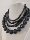 ​Vintage West Germany 4 Strand Black Faceted Bead Necklace Mid Century Statement — photo 2