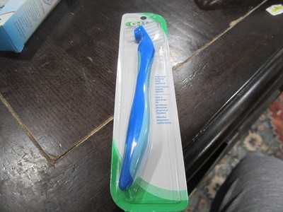 New GUM Denture Brush #201 Blue Sunstar  Angled Handle
