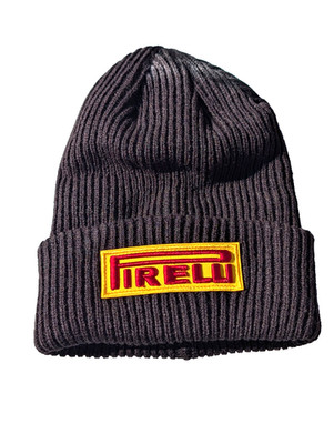 F1 Racing Global Tire Partner Black High Top Ribbed Knit Beanie Cap. Concept.