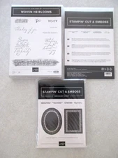 Stampin Up Woven Heirlooms Rubber Stamps, Dies, Embossing Folders LOT