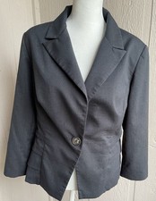 CAbi One Button Blazer Jacket Long Sleeve Pleated Sides Sz 8