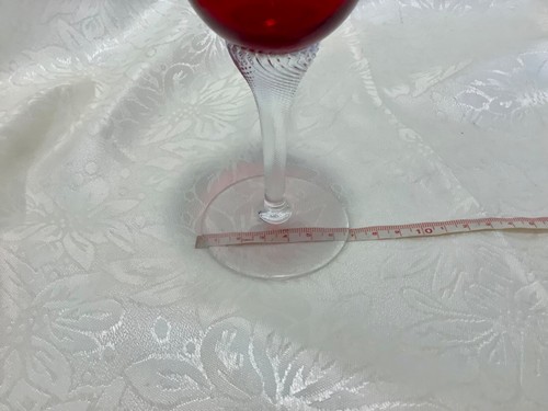 RUBY RED CLEAR TWISTED LONG STEM BOHEMIAN CRYSTAL WINE GLASS - Picture 5 of 6