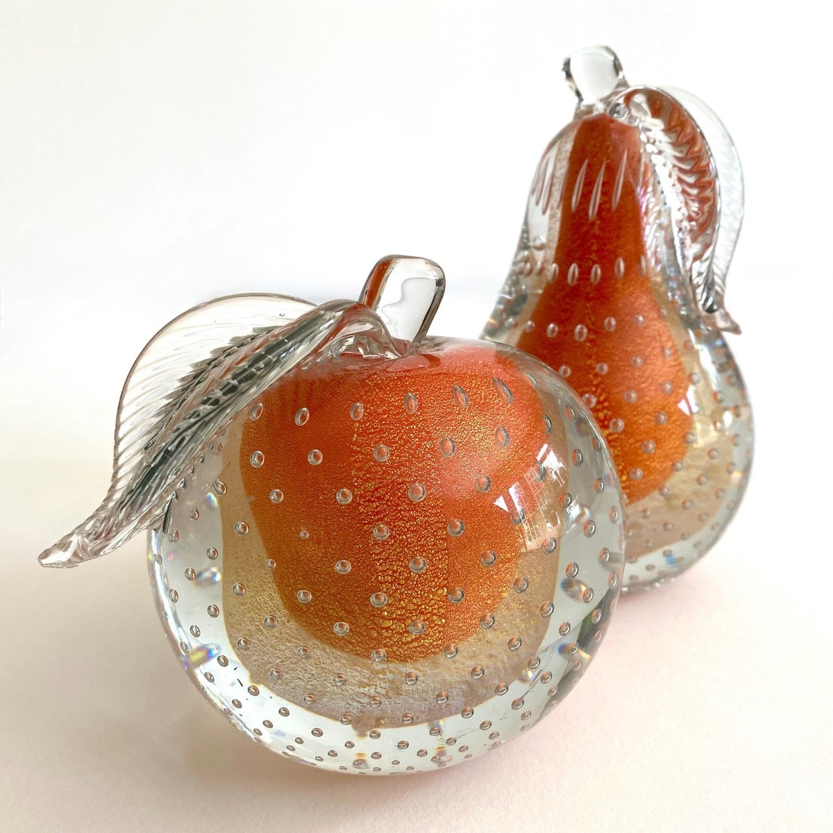 MCM BARBINI MURANO ART GLASS SOMMERSO GOLD LEAF BULLICANTE FRUIT
