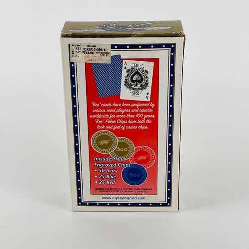 Abeja 100 fichas de póquer calidad de casino rojo blanco azul grabado nuevo en caja nunca usado - Imagen 2 de 9