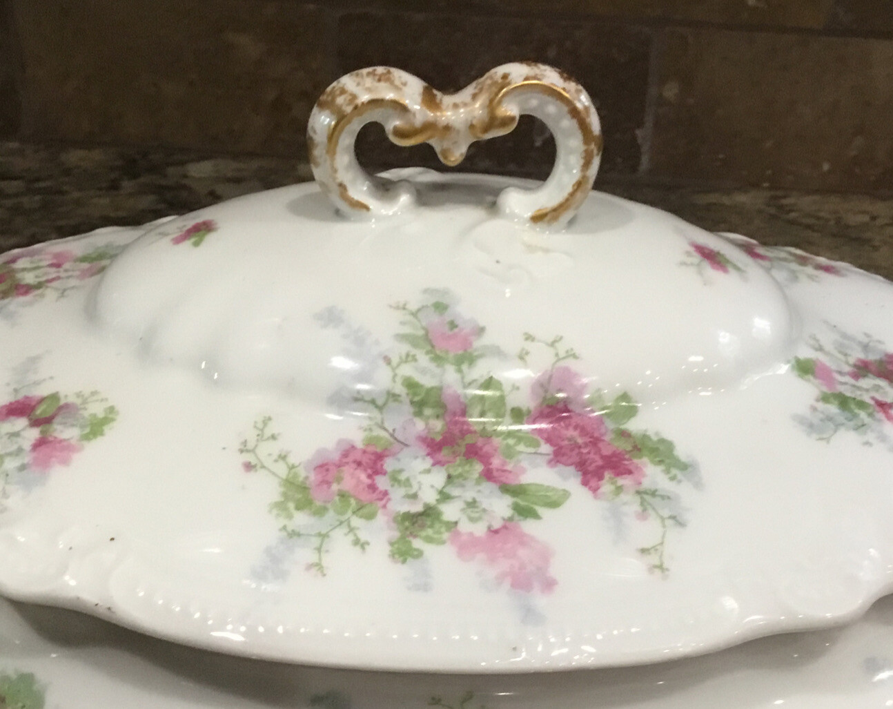 RARE FRENCH LIMOGES SOUP TUREEN RED BLUE FLOWERS 13”L UNUSED eBay