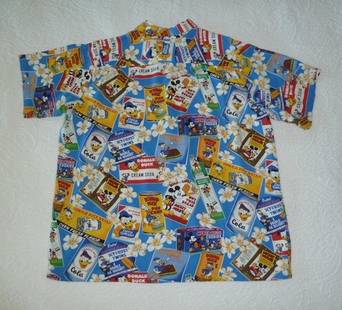 Vtg Disney Reyn Spooner Mickey Mouse+Donald Duck Funny Foods Youth XL Wm M 44"C - Picture 8 of 14