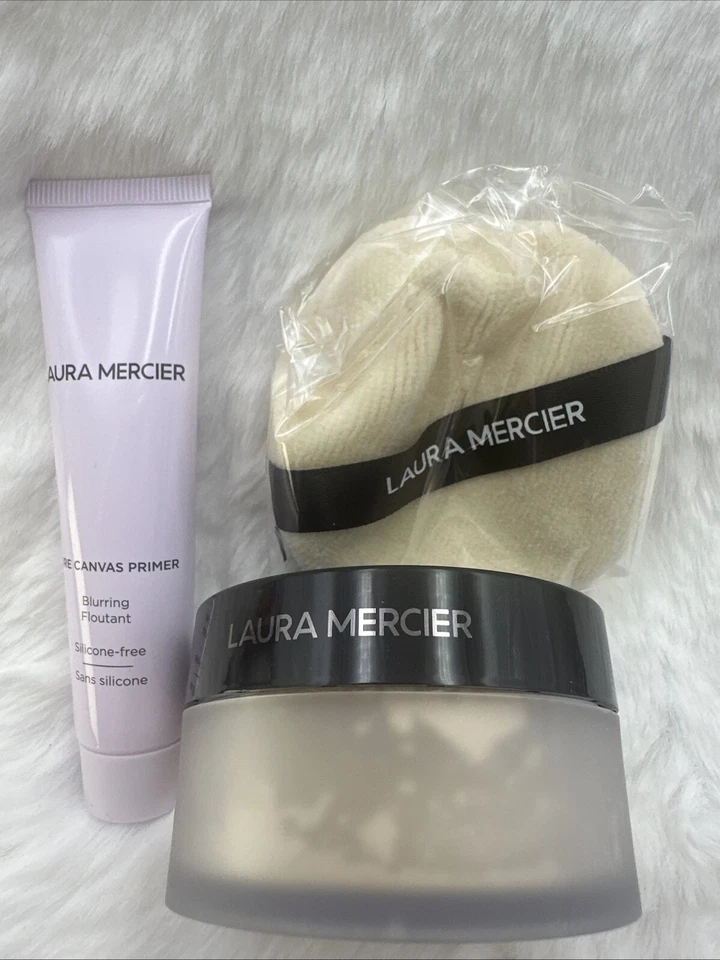 Favores impecables Laura Mercier 3 piezas Juego de Regalo (Primación, Polvo, Puff) ¡Nuevo En Caja! Foto 4 de 4