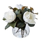 Rogue Magnolia Grandiflora-Garden Vase Home Decor Faux Flower Plant White/Glass