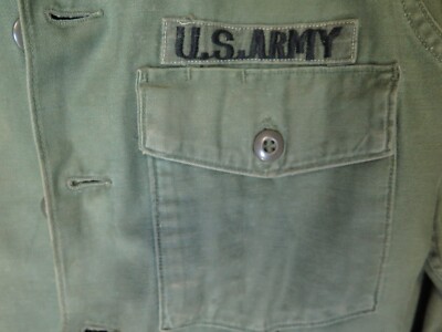 Vintage WWII US Army Military Men Shirt Olive - 15 1/2