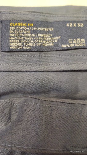 New Stafford Chino Pants Mens 42 X 32 Chino Classic Fit Blue Soft Stretch Wear - Picture 5 of 11