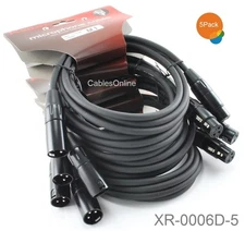5-Pack 6ft Kirlin XLR Male/Female 20AWG Microphone Audio Cable, XR-0006D-5